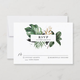 Tropische Blätter Imitate Gold Foil Hochzeit RSVP