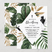Tropische Blätter Imitate Gold Foil Rahmen Christe
