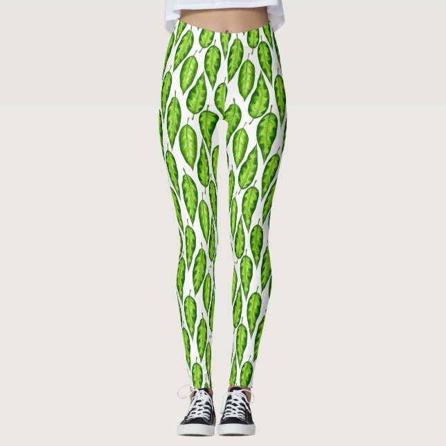 Tropische Blätter Leggings (Vorderseite)