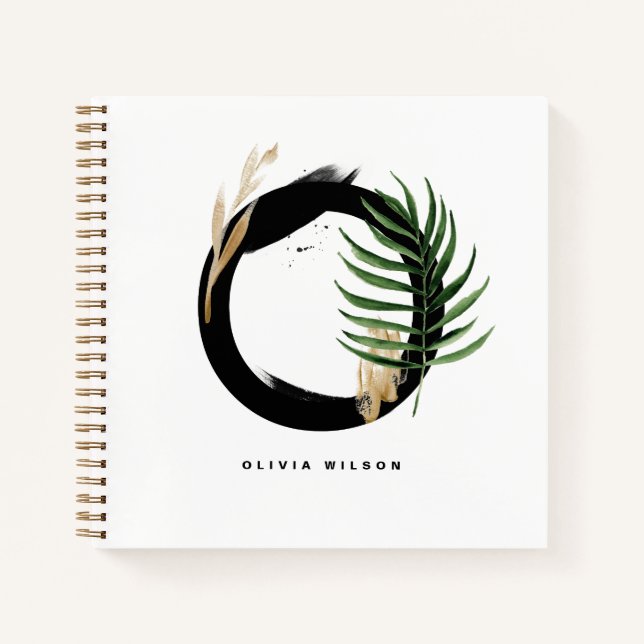 Tropische Blätter Letter O Monogram Personalisiert Notizbuch (Vorderseite)