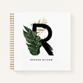 Tropische Blätter Letter R Monogram Personalisiert Notizbuch