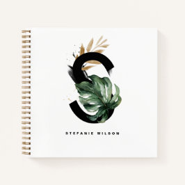 Tropische Blätter Letter S Monogram Personalisiert Notizbuch