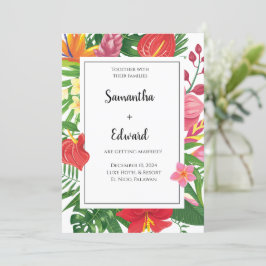 Tropische Blätter Luau Erlangung einer Hochzeit Einladung
