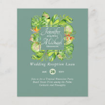 Tropische Blätter Luau Hochzeitsempfang Invi