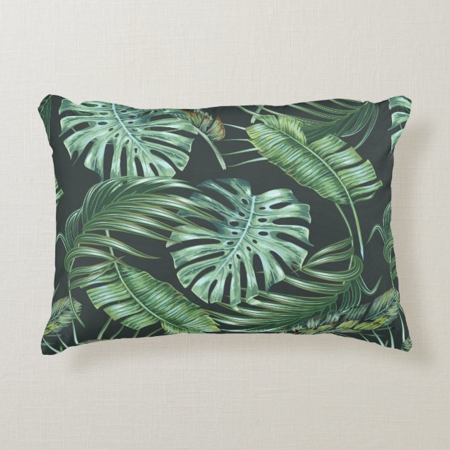 Tropische Blätter, Monstera, Bananenblätter, Dschu Dekokissen (Vorderseite)