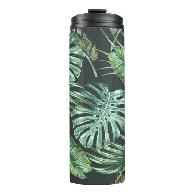 Tropische Blätter, Monstera, Bananenblätter, Dschu Thermosbecher (Vorderseite)