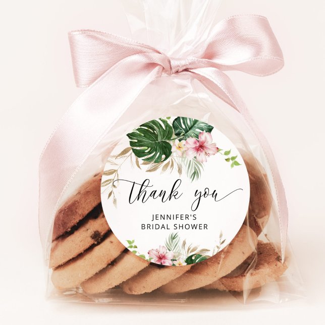 Tropische Blätter, Monstera-Brautparty Runder Aufkleber (Von Creator hochgeladen)