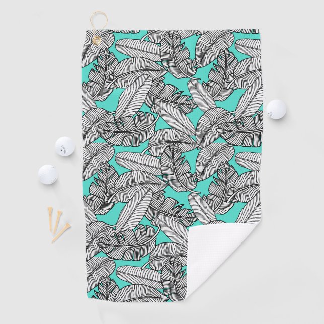 Tropische Blätter Monstera Golfhandtuch (Insitu)