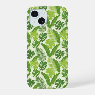 Tropische Blätter & Monstera Nahtloses Muster iPhone 15 Hülle