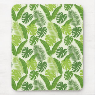 Tropische Blätter & Monstera Nahtloses Muster Mousepad