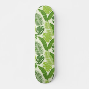 Tropische Blätter & Monstera Nahtloses Muster Skateboard