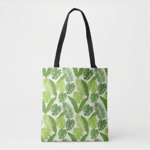 Tropische Blätter & Monstera Nahtloses Muster Tasche