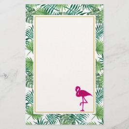 Tropische Blätter Muster und rosa Flamingo Briefpapier
