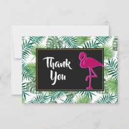 Tropische Blätter Muster und rosa Flamingo Danke Einladung