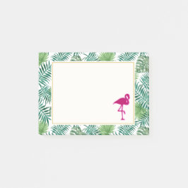 Tropische Blätter Muster und rosa Flamingo Post-it Klebezettel