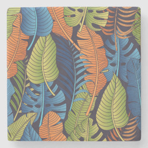 Tropische Blätter, nahtlose Blumenmuster. Steinuntersetzer