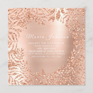 Tropische Blätter Palm Garden Blush Rose Kupfer Einladung