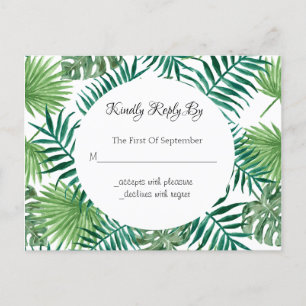 Tropische Blätter Palme Hochzeit RSVP Postkarte