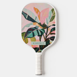Tropische Blätter Palmenbaum farbenfroh botanisch Pickleball Schläger
