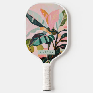 Tropische Blätter Palmenbaum farbenfroh botanisch Pickleball Schläger