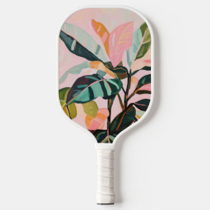 Tropische Blätter Palmenbaum farbenfroh botanisch Pickleball Schläger
