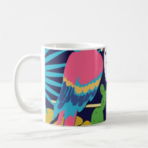 Tropische Blätter, Papageien: Sommerlicher Hinterg Kaffeetasse