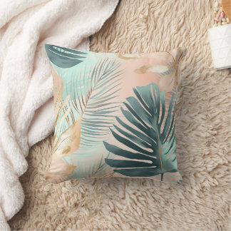 Tropische Blätter Pink Mint Green Gold Moderne Kissen