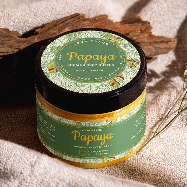 Tropische Blätter Retro Circle Cosmetics JAR Label Runder Aufkleber (Circle cosmetics jar lid label and matching wrap-around label (available in the shop))