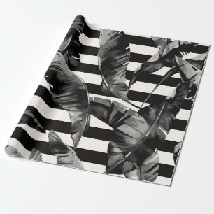 Tropische Blätter Schwarz-Weiß Geschenkpapier