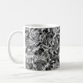 Tropische Blätter Schwarz-Weiß Kaffeetasse