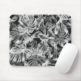 Tropische Blätter Schwarz-Weiß Mousepad