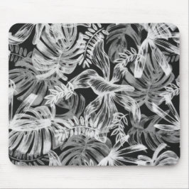Tropische Blätter Schwarz-Weiß Mousepad