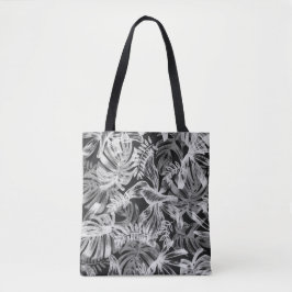 Tropische Blätter Schwarz-Weiß Tasche