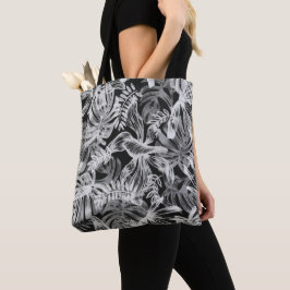 Tropische Blätter Schwarz-Weiß Tasche