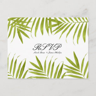 Tropische Blätter Sommer Elegante Hochzeit RSVP Einladungspostkarte