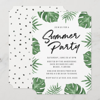 Tropische Blätter | Sommerliche Party Einladung