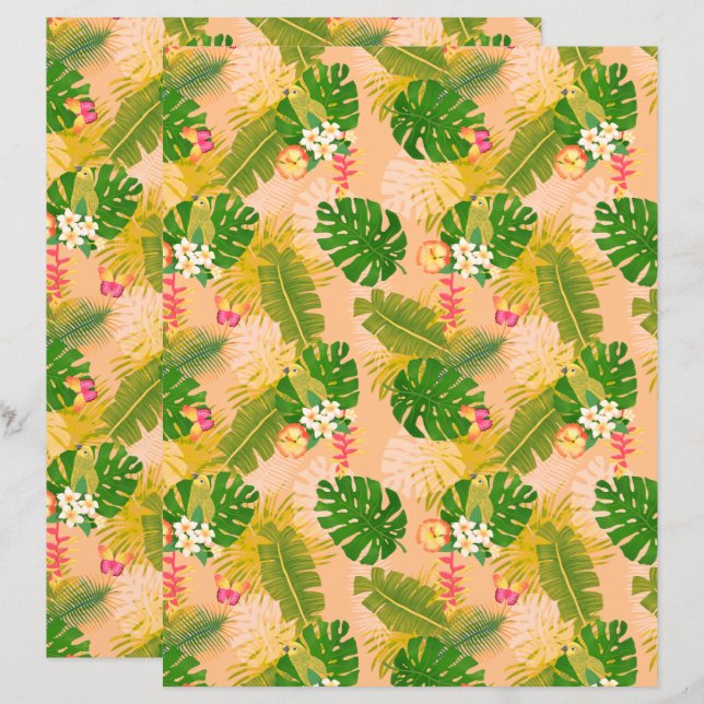 Tropische Blätter Sommerorange (Vorne/Hinten)