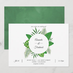Tropische Blätter Strand Foto Hochzeit Einladung
