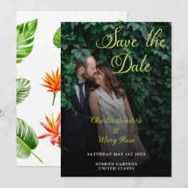 Tropische Blätter Typografisches Foto Save The Date