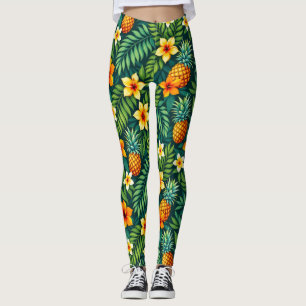 Tropische Blätter und Ananas-Muster Leggings