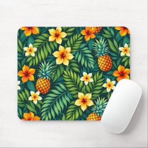 Tropische Blätter und Ananasmuster Mousepad