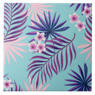 Tropische Blätter und Blume 2 Fliese