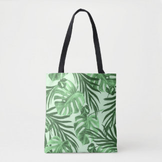 Tropische Blätter und Blume, Aquarellmuster. Tasche