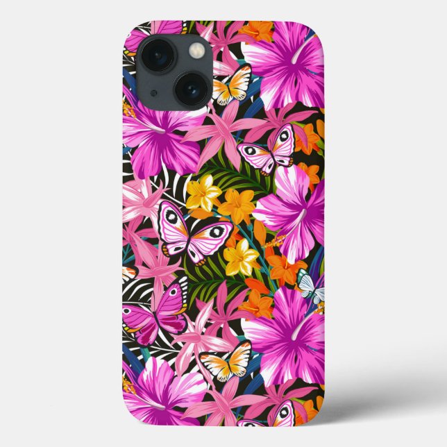 Tropische Blätter und Blume Case-Mate iPhone Hülle (Rückseite)