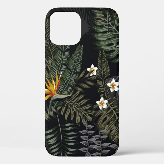 Tropische Blätter und Blume im Nachtstil. Se Case-Mate iPhone Hülle (Rückseite)