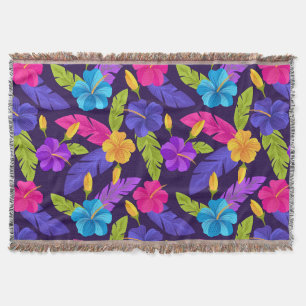 Tropische Blätter und Blume Muster-23857 Decke