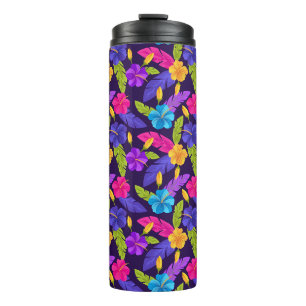 Tropische Blätter und Blume Muster-23857 Thermosbecher