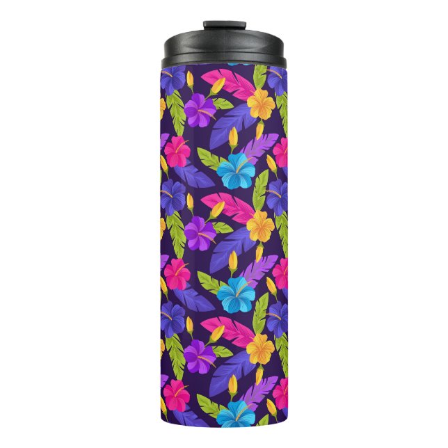 Tropische Blätter und Blume Muster-23857 Thermosbecher (Vorderseite)
