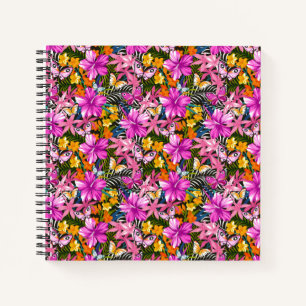 Tropische Blätter und Blume Notizbuch