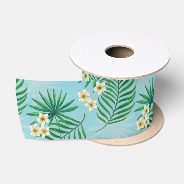 Tropische Blätter und Blume Satinband (Spule)